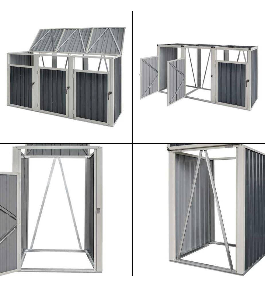 Tarbek waste garbage can box for 3 tons galvanized steel anthracite 121x219x82 cm