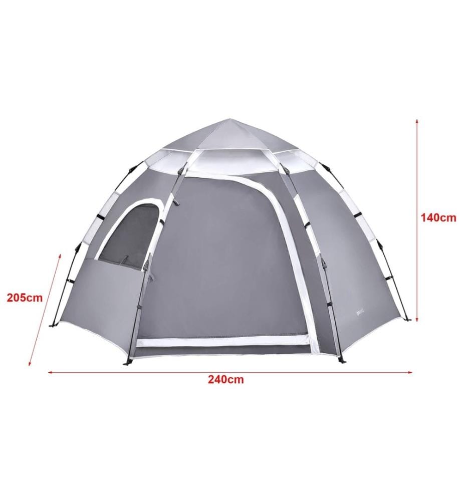 Campingzelt Nybro Pop Up Kuppelzelt 240x205x140 cm Grau