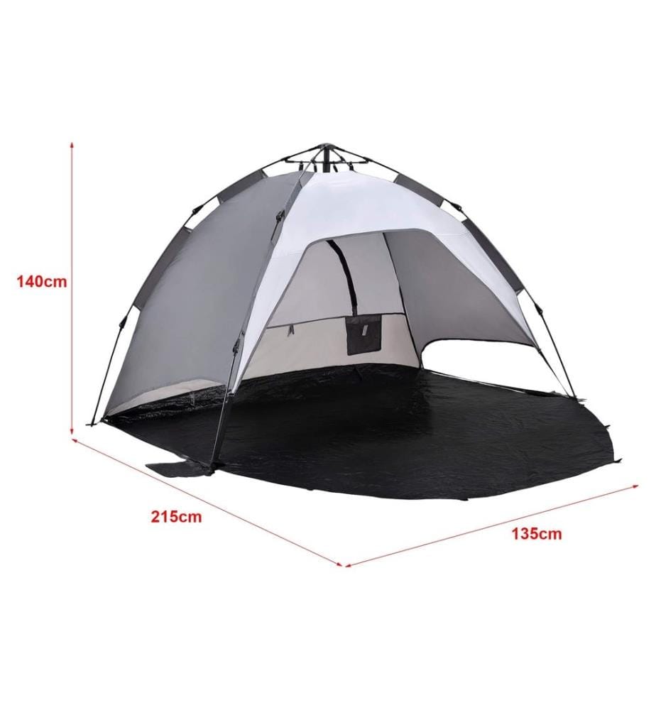 Tente de plage Mullsjö Pop Up 215x135x140 cm Gris