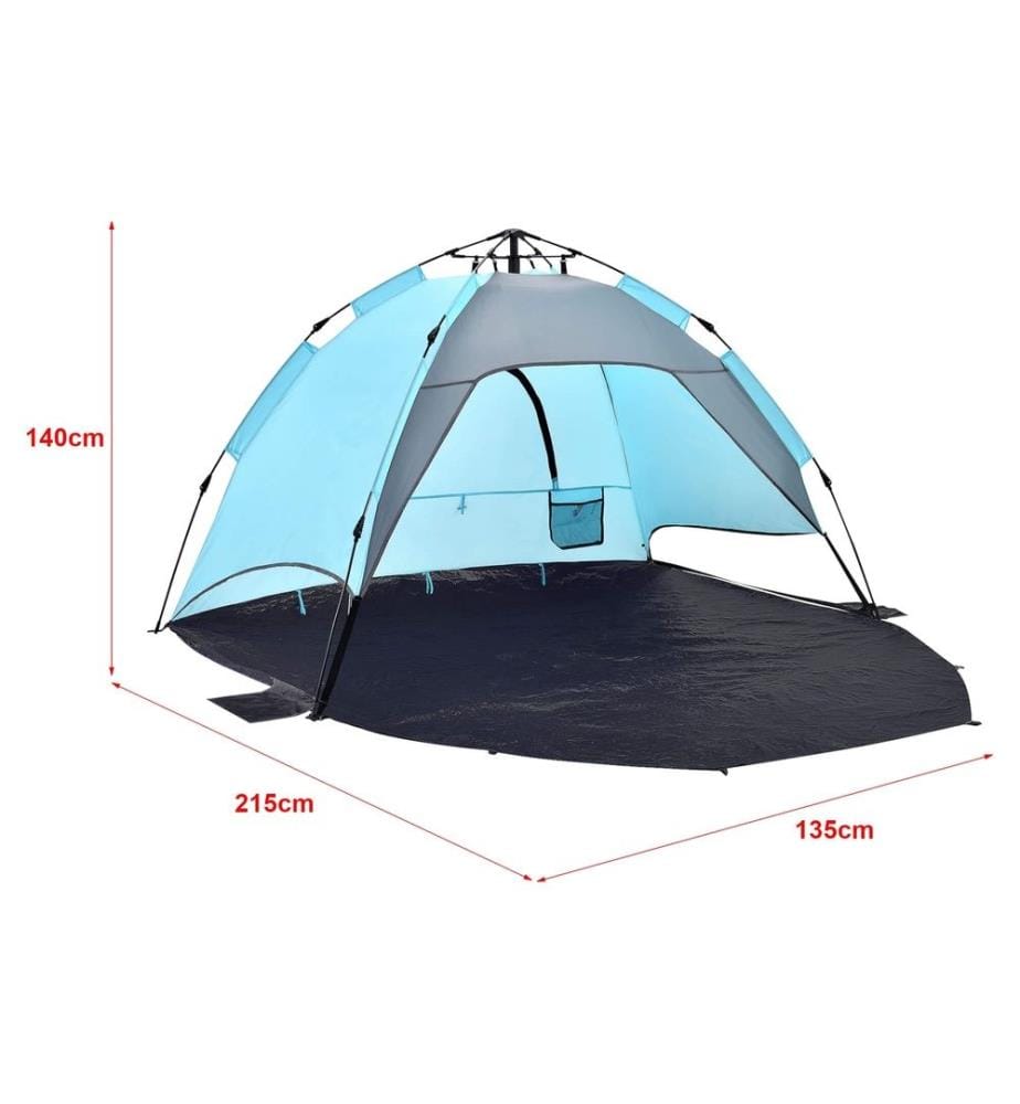 Beach shell Mullsjö Pop Up beach tent 215x135x140 cm light blue