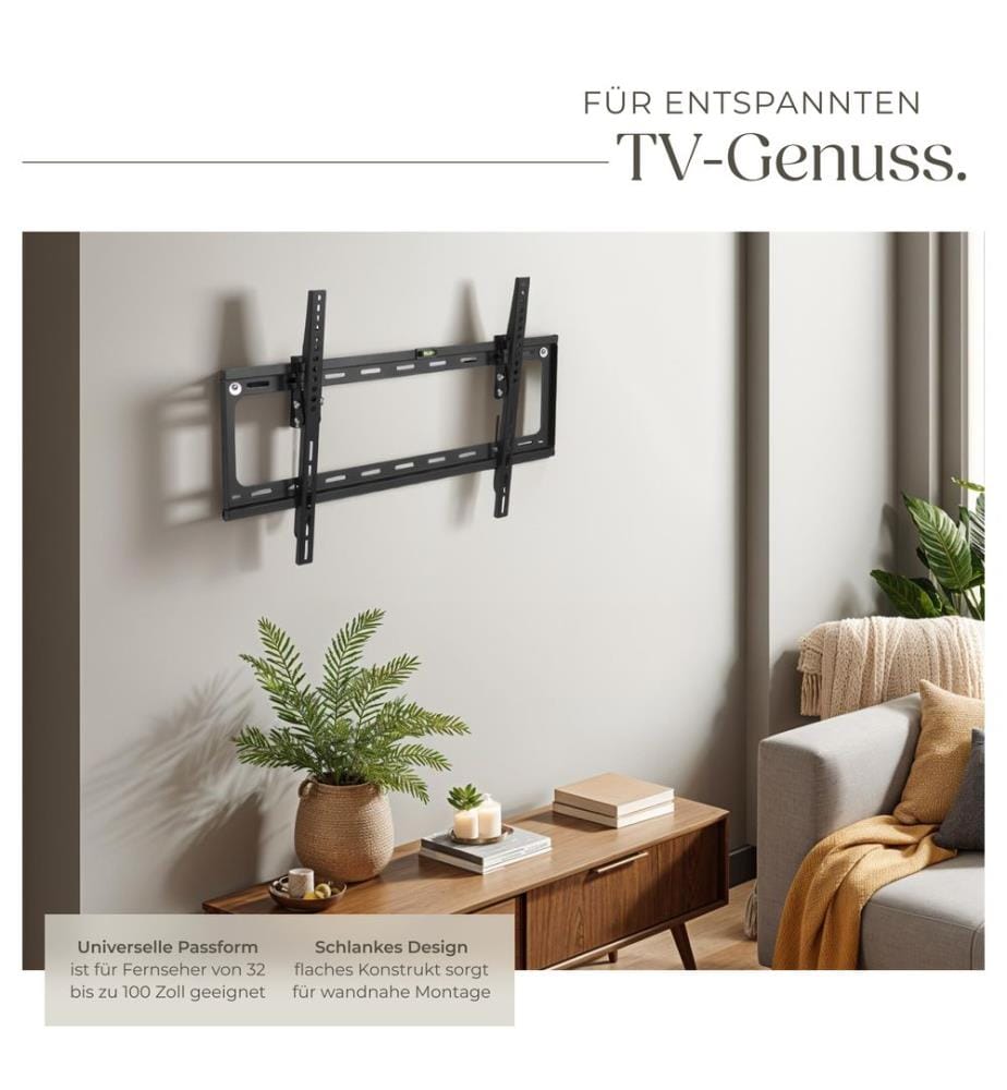 Support mural TV 32"- 100" inclinable, VESA max: 600x400, max 70kg - noir
