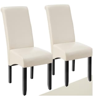 Chaise aspect cuir - crème, Lot de 2