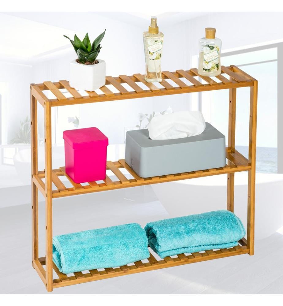 Scaffale per il bagno in bambù, 60 x 15 x 54,5 cm - marrone