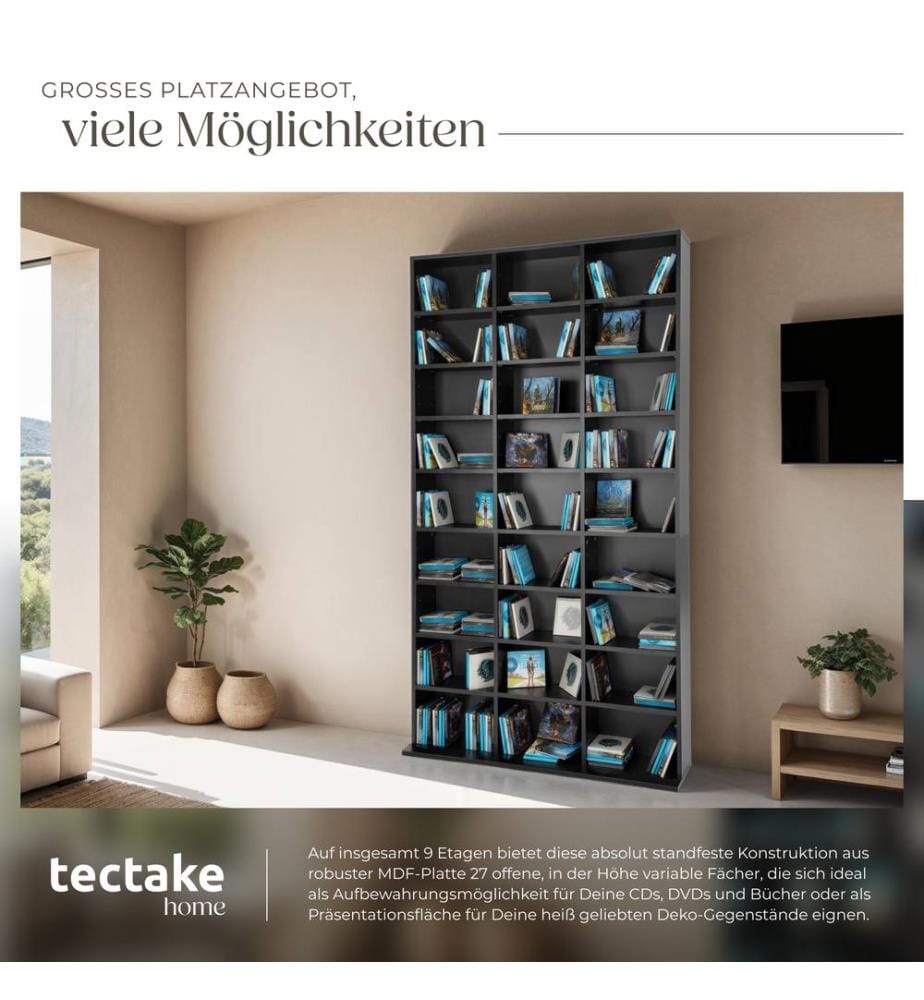 Regal Christel 180x102x23,5 cm - schwarz