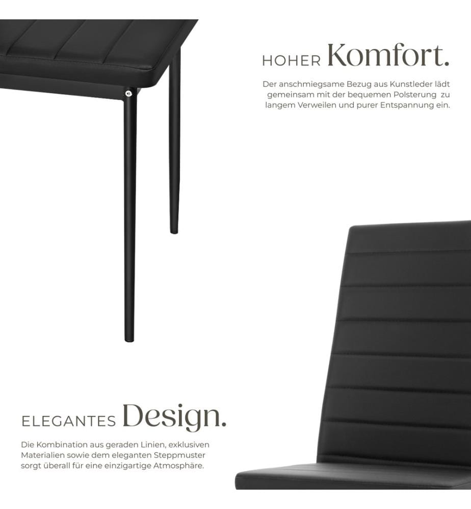 Esszimmerstühle Kunstleder - schwarz, 4er Set