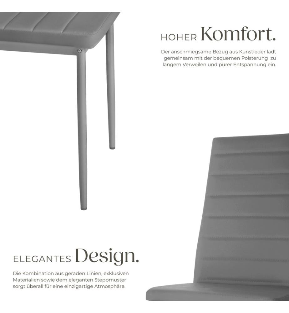 Esszimmerstühle Kunstleder - grau, 6er Set