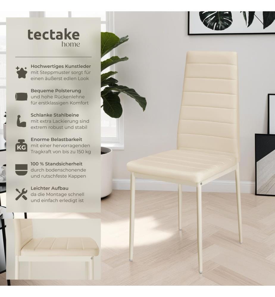 Esszimmerstühle Kunstleder - beige, 6er Set