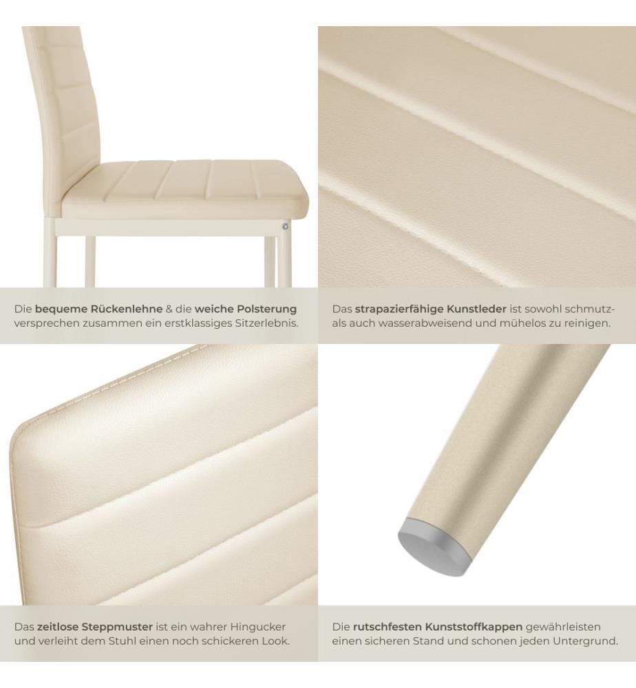 Esszimmerstühle Kunstleder - beige, 6er Set