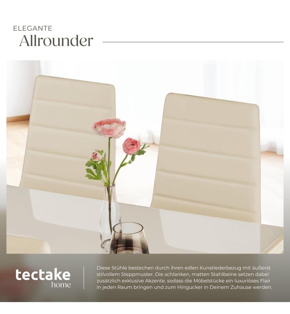 Esszimmerstühle Kunstleder - beige, 6er Set