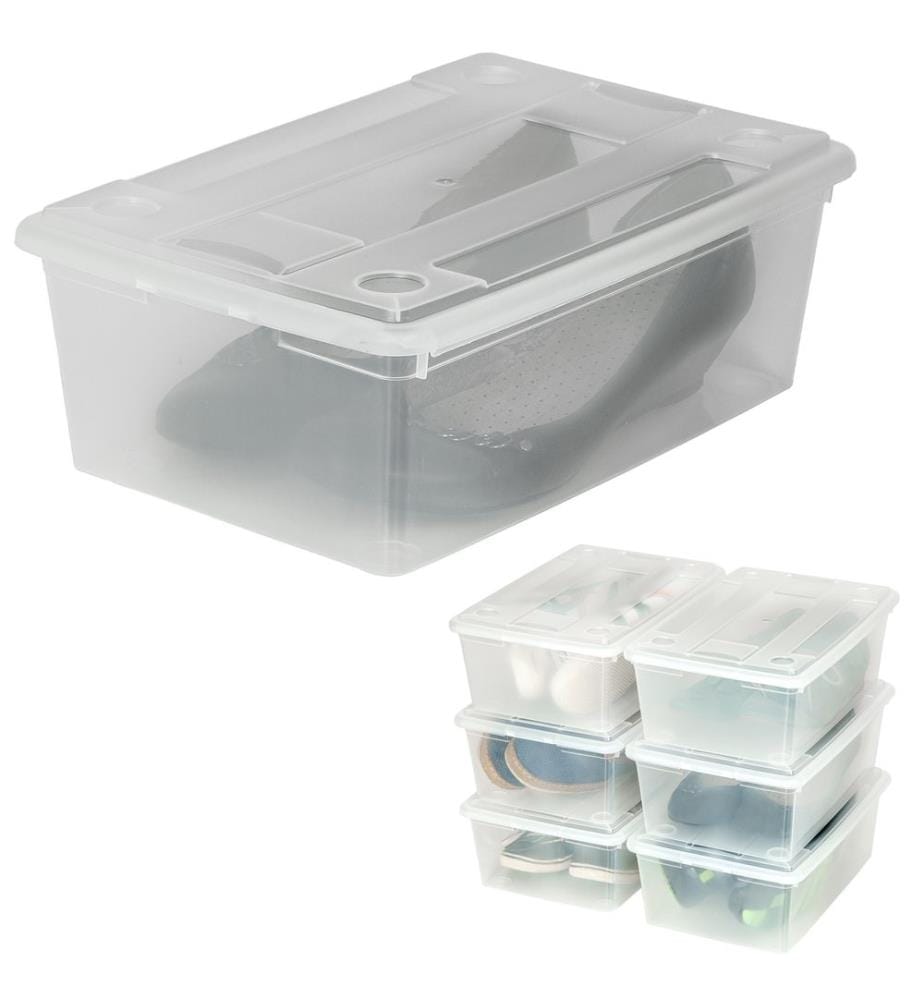 24 boîtes de rangement plastique - blanc transparent