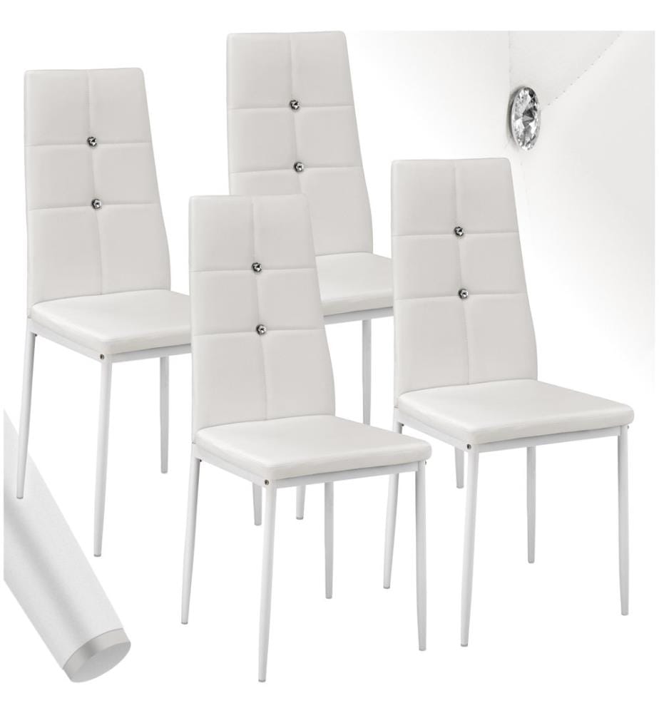 Lot de chaises avec strass - blanc, Lot de 4