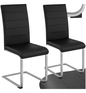Chaises de Salle à Manger BETTINA Rembourrées Pieds en métal Argentés Design Moderne - noir, Lot de 2