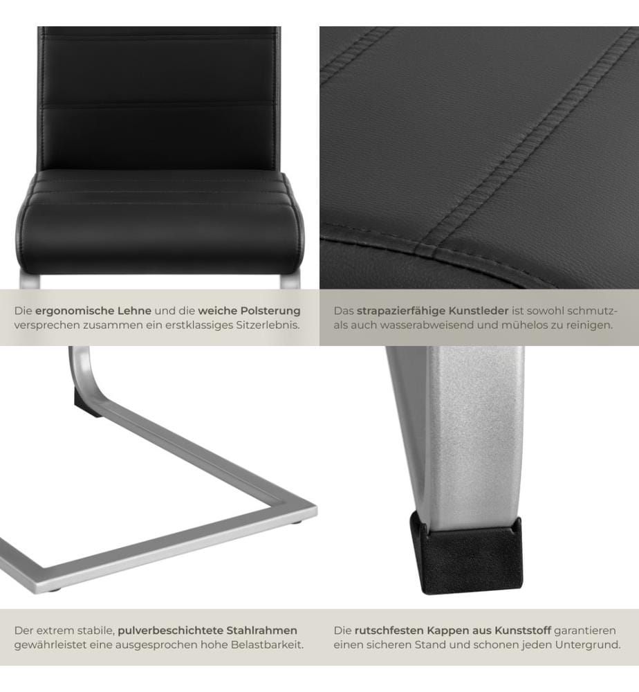 Esszimmerstühle Schwingstühle - schwarz, 2er Set