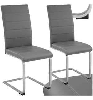 Chaises de Salle à Manger BETTINA Rembourrées Pieds en métal Argentés Design Moderne - gris, Lot de 2