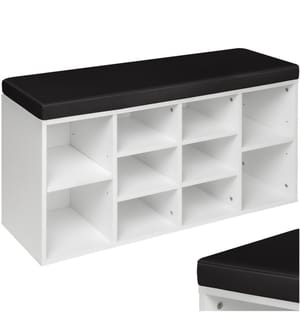 Meuble à chaussures Banc de rangement avec coussin d'assise 103,5x48x30 cm - noirblanc