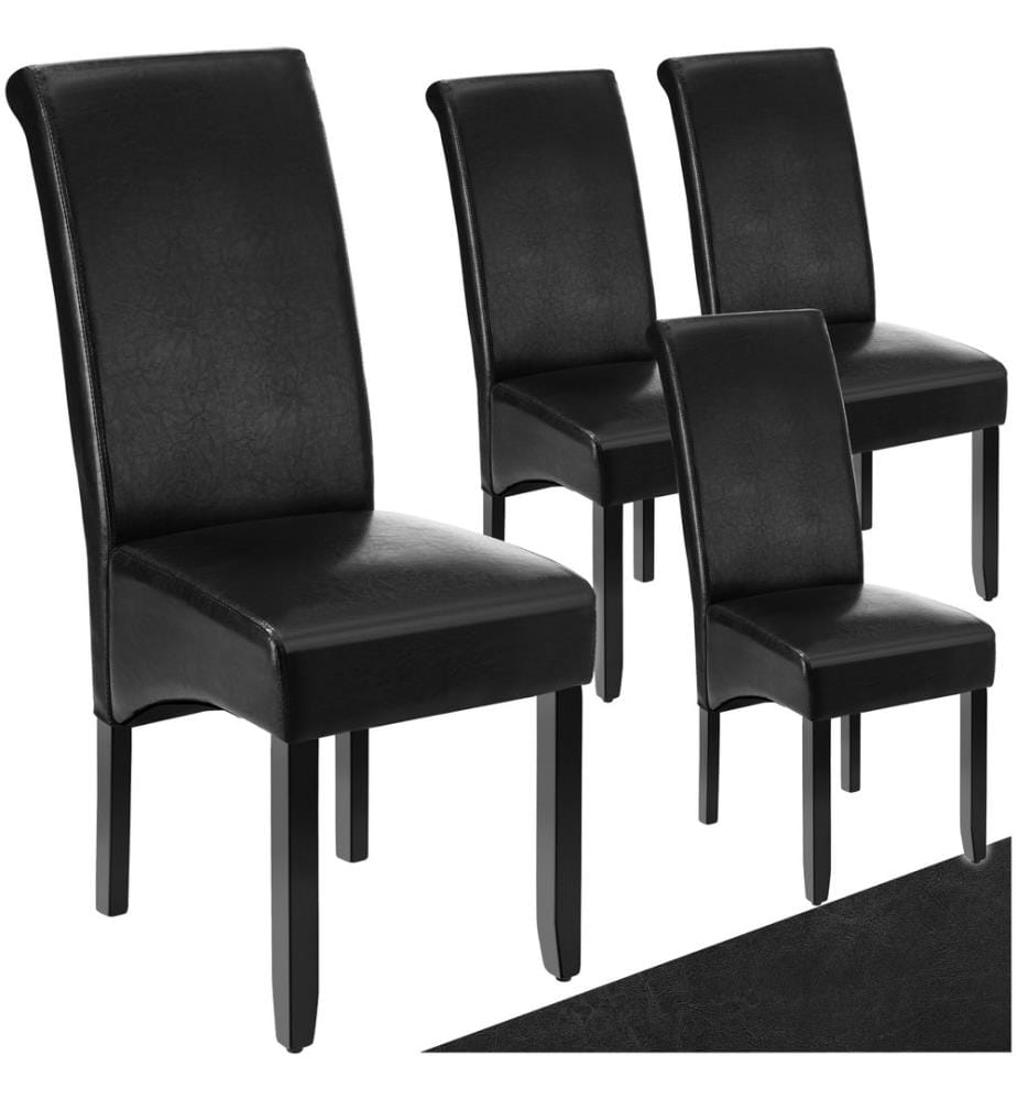 Esszimmerstuhl aus massivem Hartholz - schwarz, 4er Set