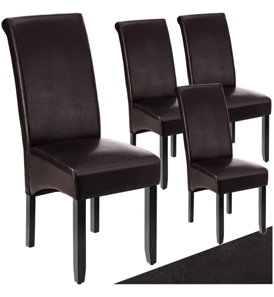 Esszimmerstuhl aus massivem Hartholz - braun, 4er Set