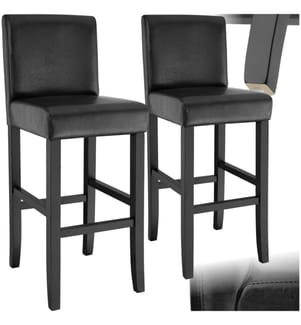 Barhocker aus Kunstleder - schwarz, 2er Set