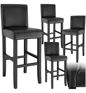 Barhocker aus Kunstleder - schwarz, 4er Set