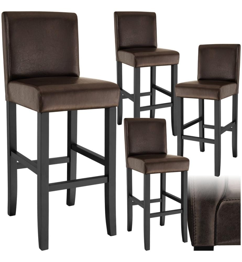 Barhocker aus Kunstleder - braun, 4er Set