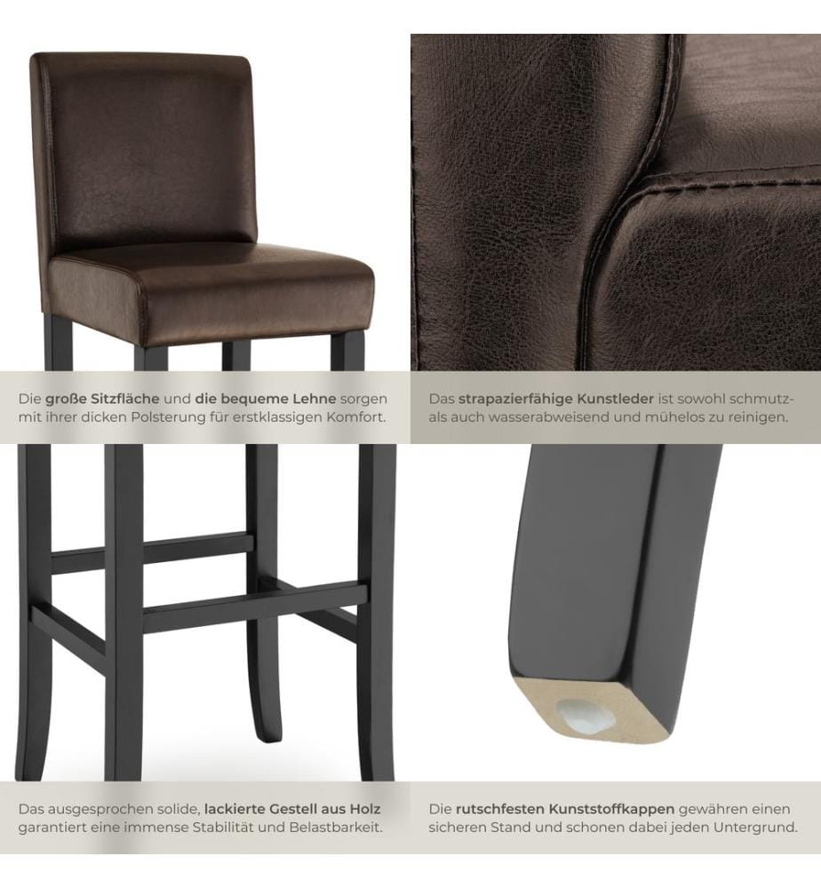 Barhocker aus Kunstleder - braun, 4er Set