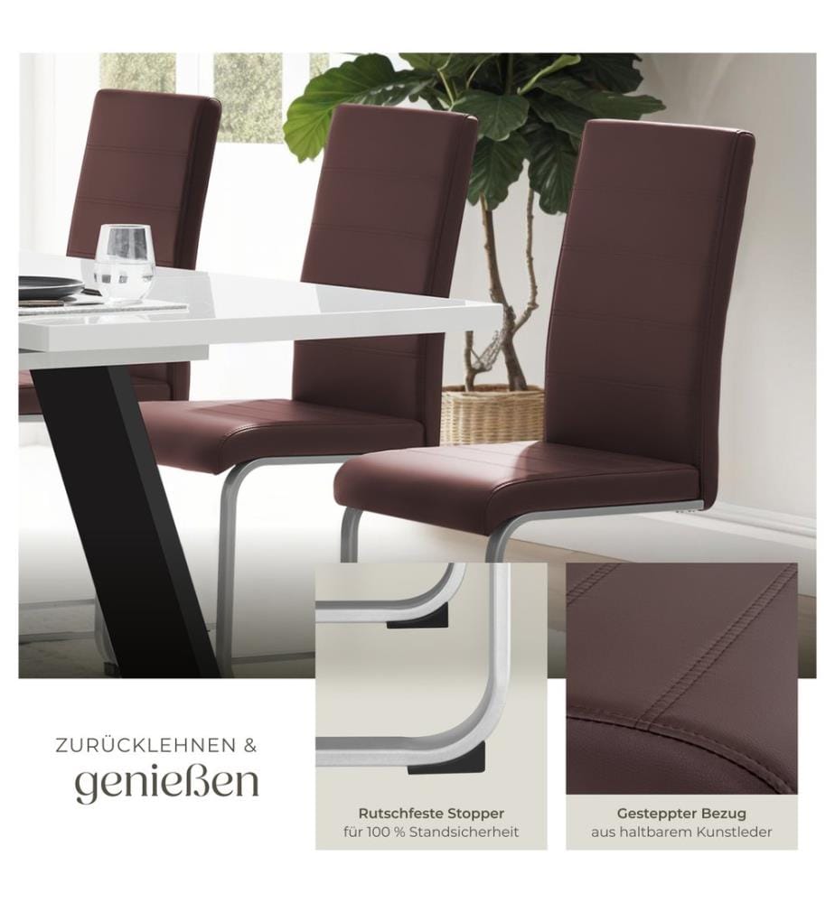Esszimmerstühle Schwingstühle - braun, 6er Set