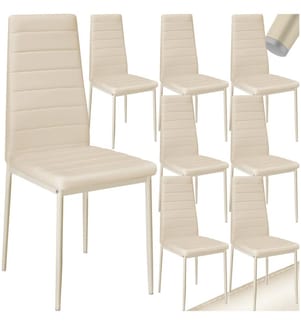 Esszimmerstühle Kunstleder - beige, 8er Set