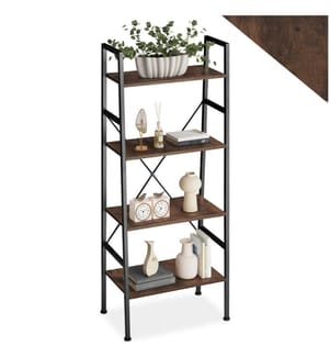 Etagère échelle NEWCASTLE style industriel 57,5 x 35,5 x 139 cm - Bois foncé industriel, rustique