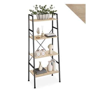 Etagère échelle LIVERPOOL style industriel 61,5 x 36,5 x 150 cm - Bois clair industriel, Chêne Sonoma