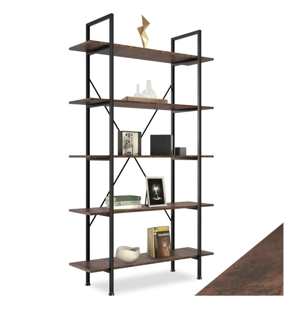 Regal Glasgow 106x34,5x179,5 cm - Industrial Holz dunkel, rustikal