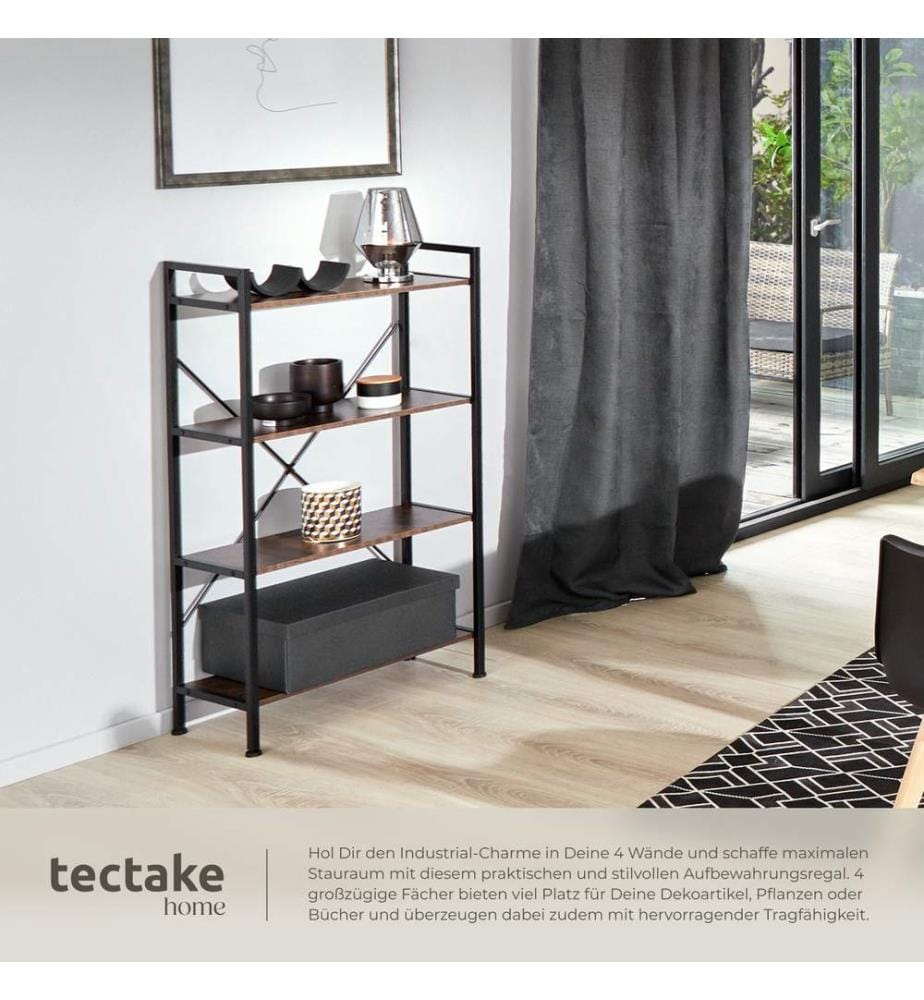 Scaffale Leeds - Legno industriale scuro, rustico