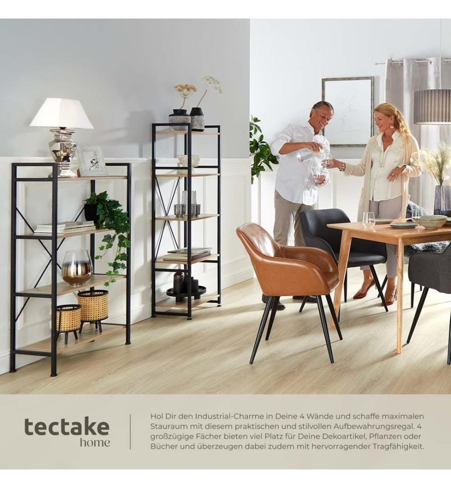 Regal Leeds 67,5x31,5x121,5 cm - Industrial Holz hell, Eiche Sonoma