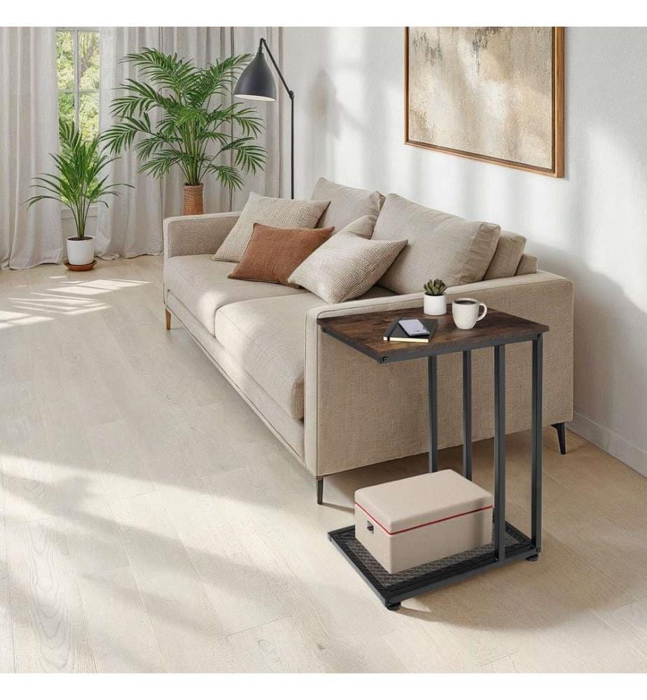 Table d'appoint ETON 48x35x66 cm - Bois foncé industriel, rustique