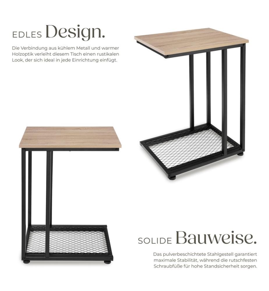 Table d'appoint ETON 48x35x66 cm - Bois clair industriel, Chêne Sonoma