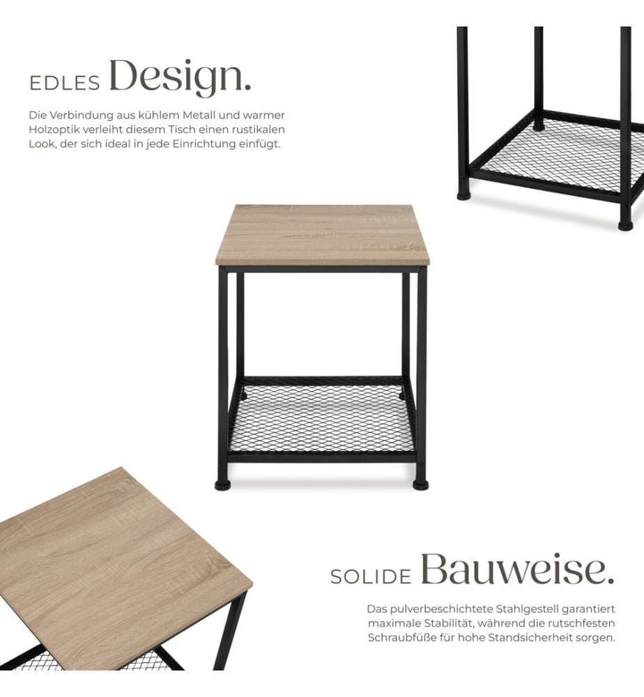 Table d'appoint DERBY 45,5x45,5x55,5 cm - Bois clair industriel, Chêne Sonoma