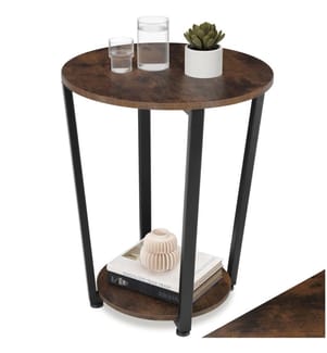 Table d'appoint SWINDON 50x62,5 cm - Bois foncé industriel, rustique