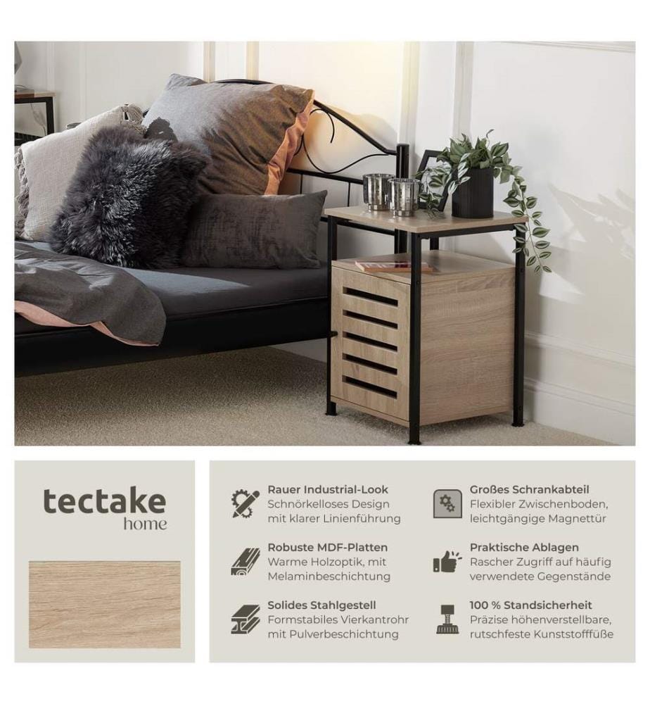Beistellschrank Cork 40,5x40,5x60,5 cm - Industrial Holz hell, Eiche Sonoma