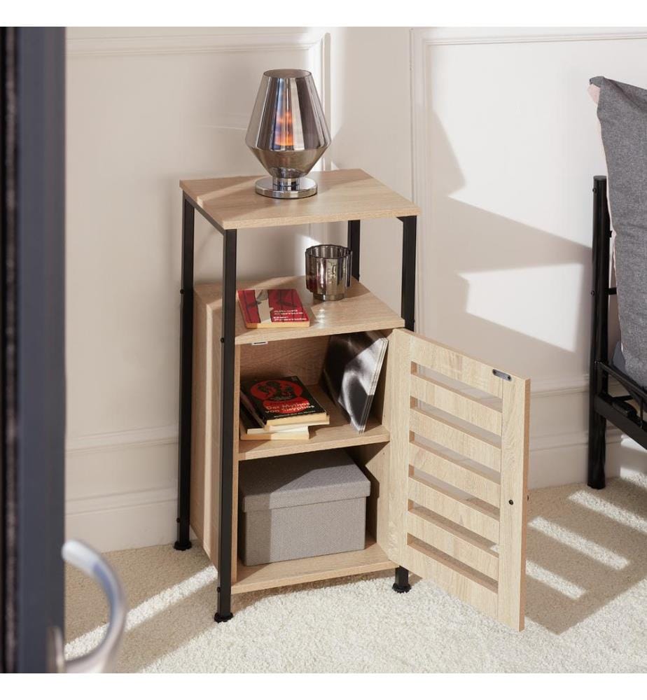 Beistellschrank Durham 38,5x31,5x81 cm - Industrial Holz hell, Eiche Sonoma