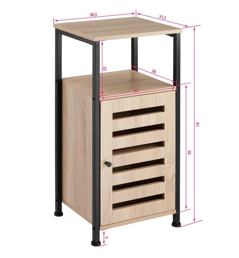 Beistellschrank Durham 38,5x31,5x81 cm - Industrial Holz hell, Eiche Sonoma