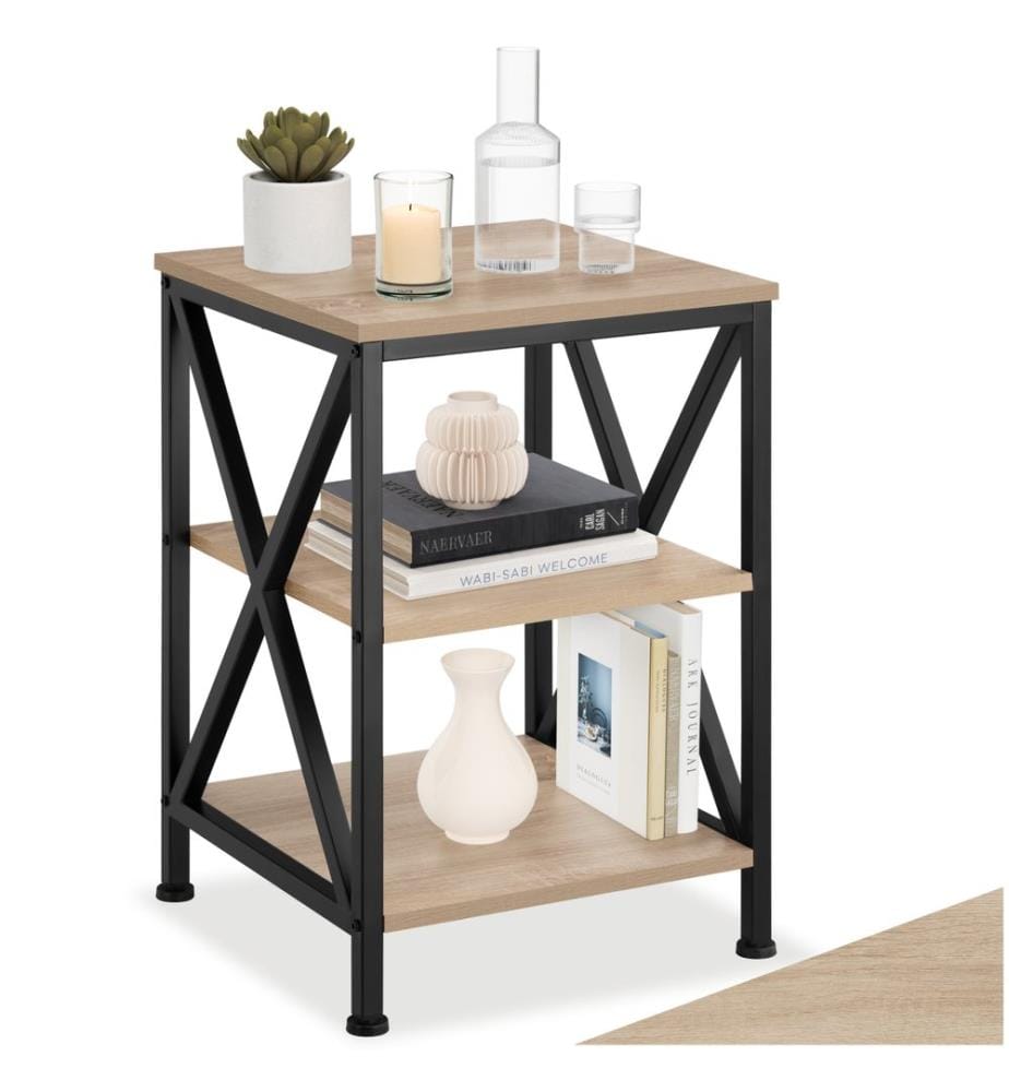 Beistelltisch Nottingham 40,5x40,5x60,5 cm - Industrial Holz hell, Eiche Sonoma