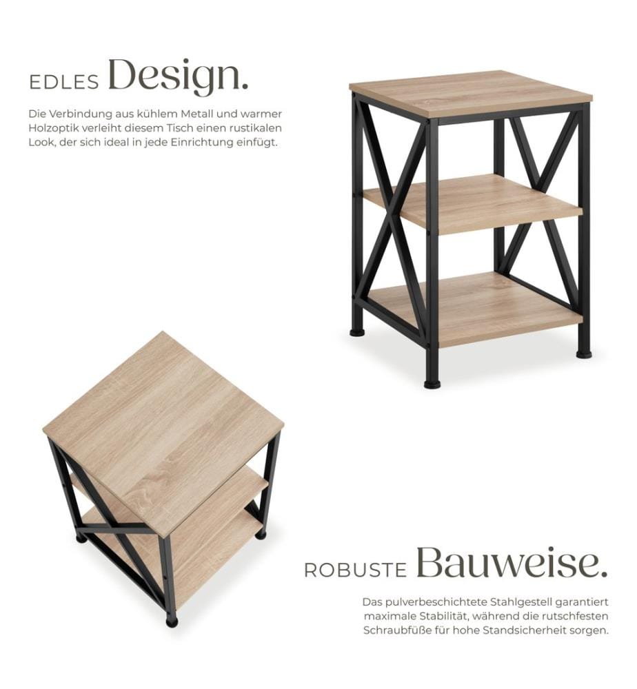 Beistelltisch Nottingham 40,5x40,5x60,5 cm - Industrial Holz hell, Eiche Sonoma