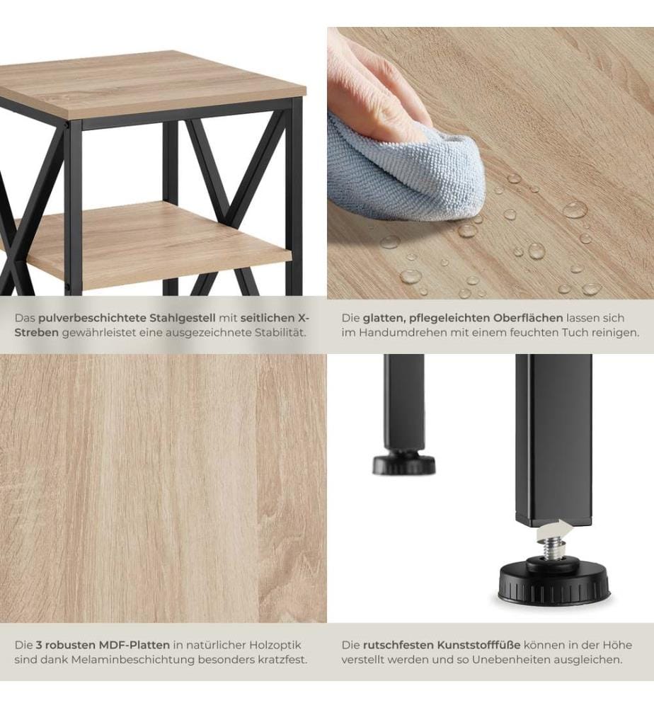 Beistelltisch Nottingham 40,5x40,5x60,5 cm - Industrial Holz hell, Eiche Sonoma
