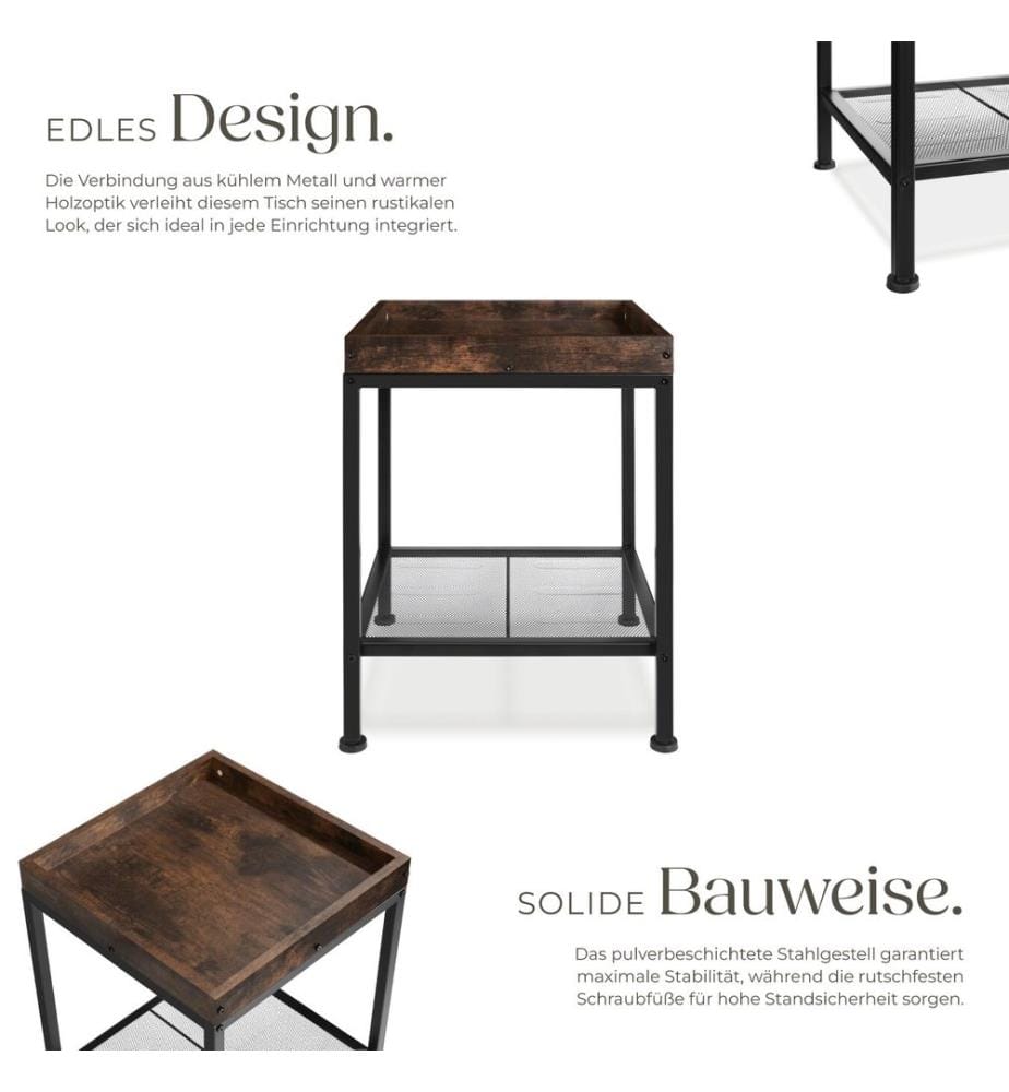Beistelltisch Rochester 41,5x41x56 cm - Industrial Holz dunkel, rustikal