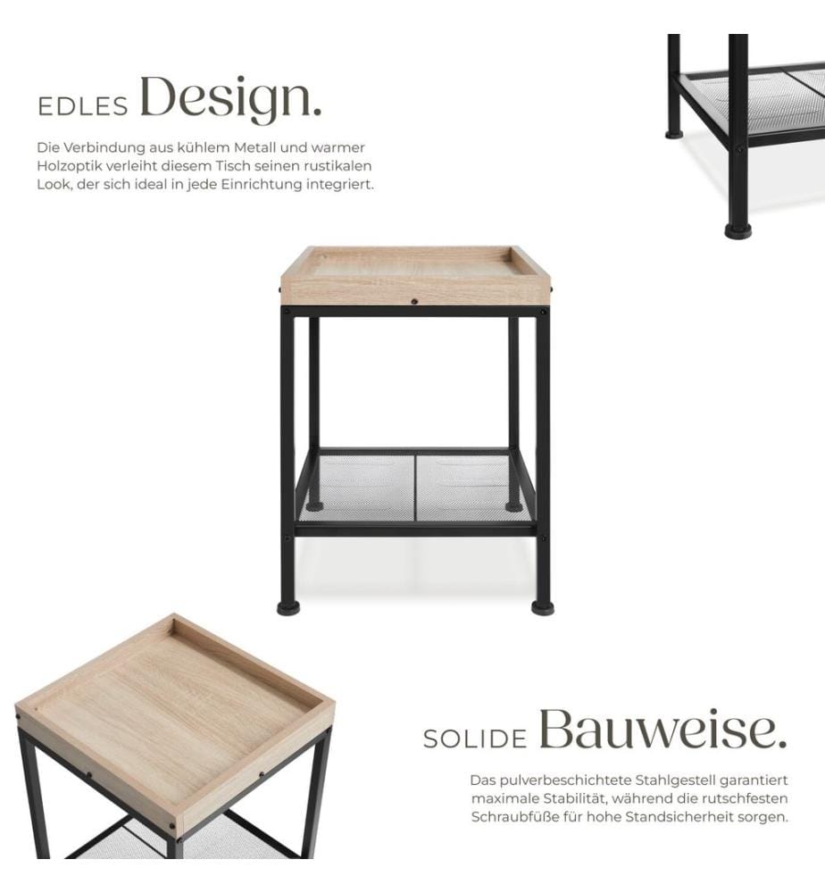 Beistelltisch Rochester 41,5x41x56 cm - Industrial Holz hell, Eiche Sonoma