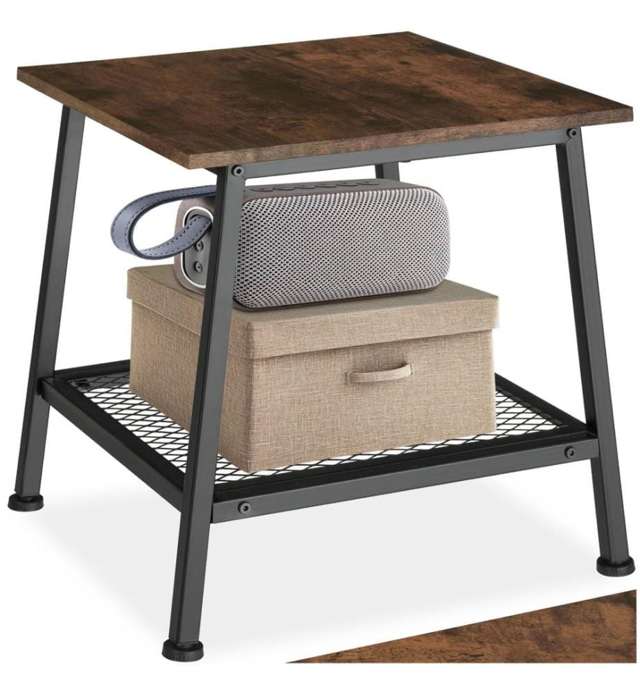 Beistelltisch Bedford 45,5x45x47 cm - Industrial Holz dunkel, rustikal