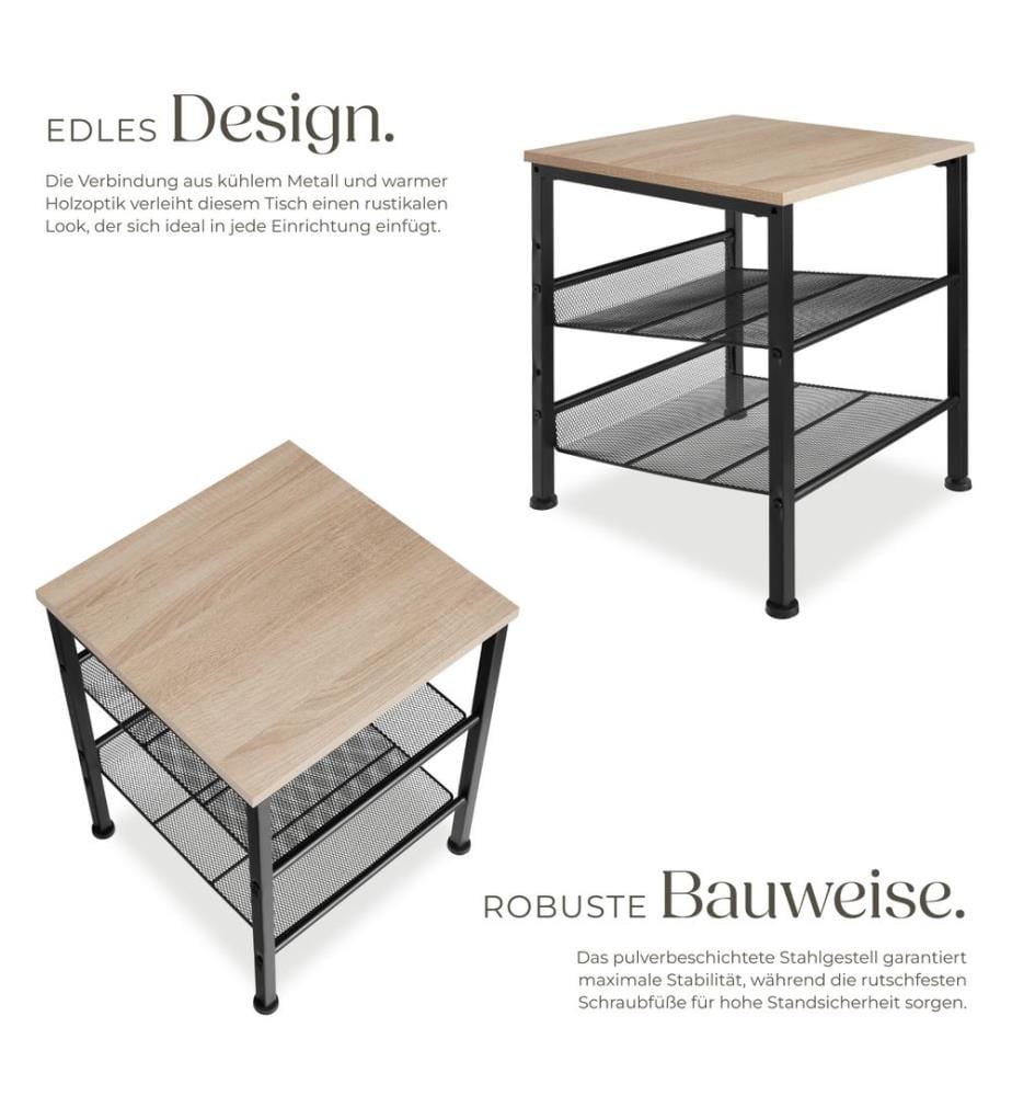 Beistelltisch Lincoln 40,5x40x50,5 cm - Industrial Holz hell, Eiche Sonoma