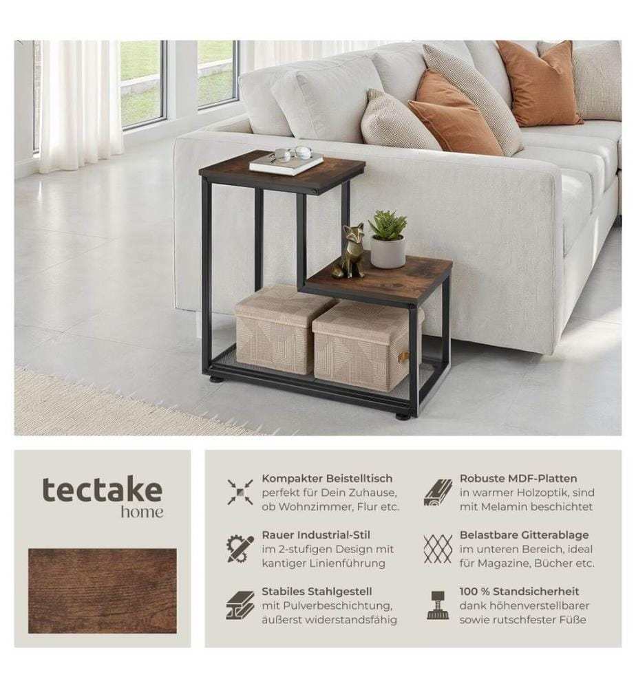 Beistelltisch Halifax 60,5x35,5x60,5 cm - Industrial Holz dunkel, rustikal