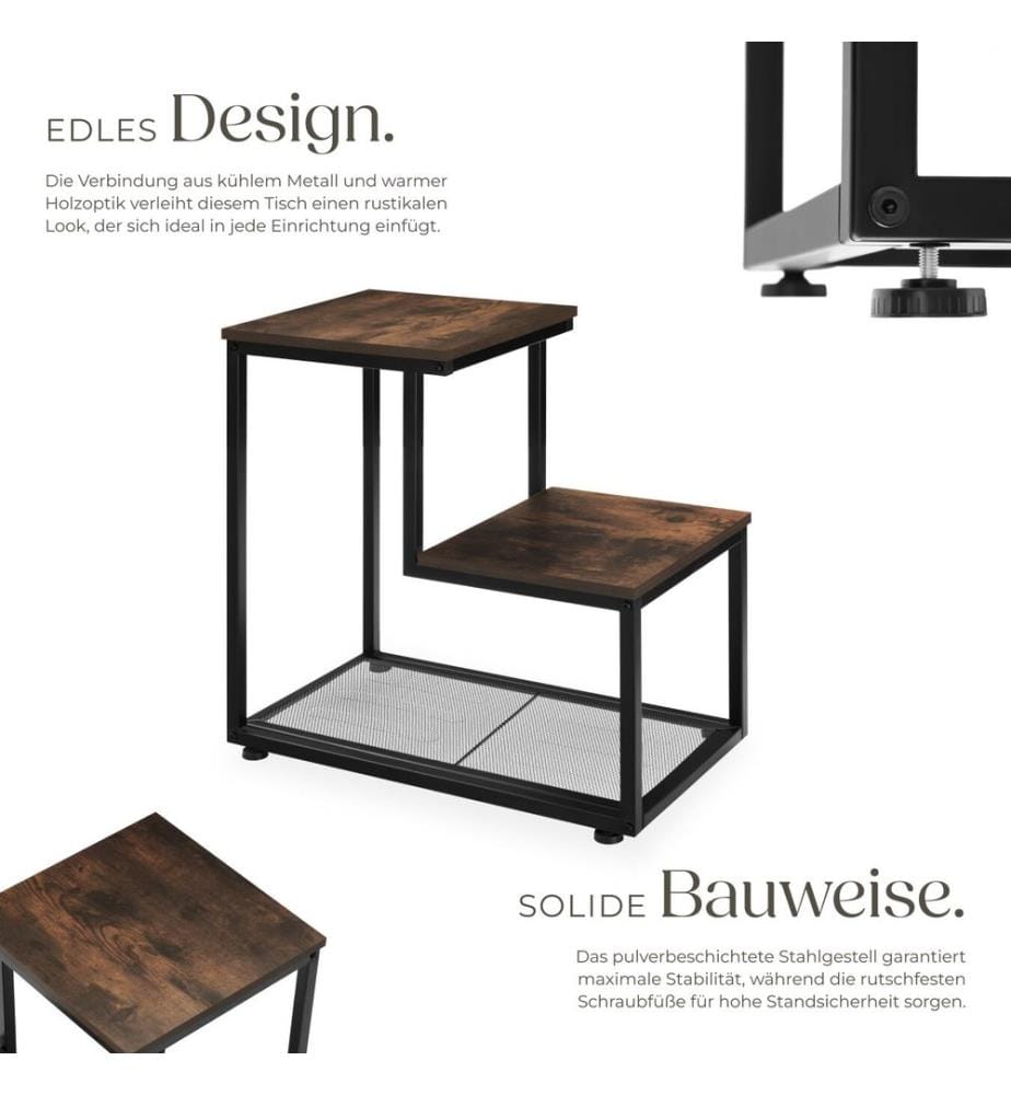 Beistelltisch Halifax 60,5x35,5x60,5 cm - Industrial Holz dunkel, rustikal