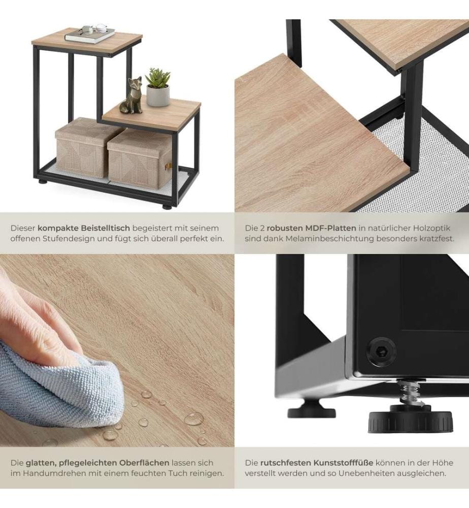 Beistelltisch Halifax 60,5x35,5x60,5 cm - Industrial Holz hell, Eiche Sonoma