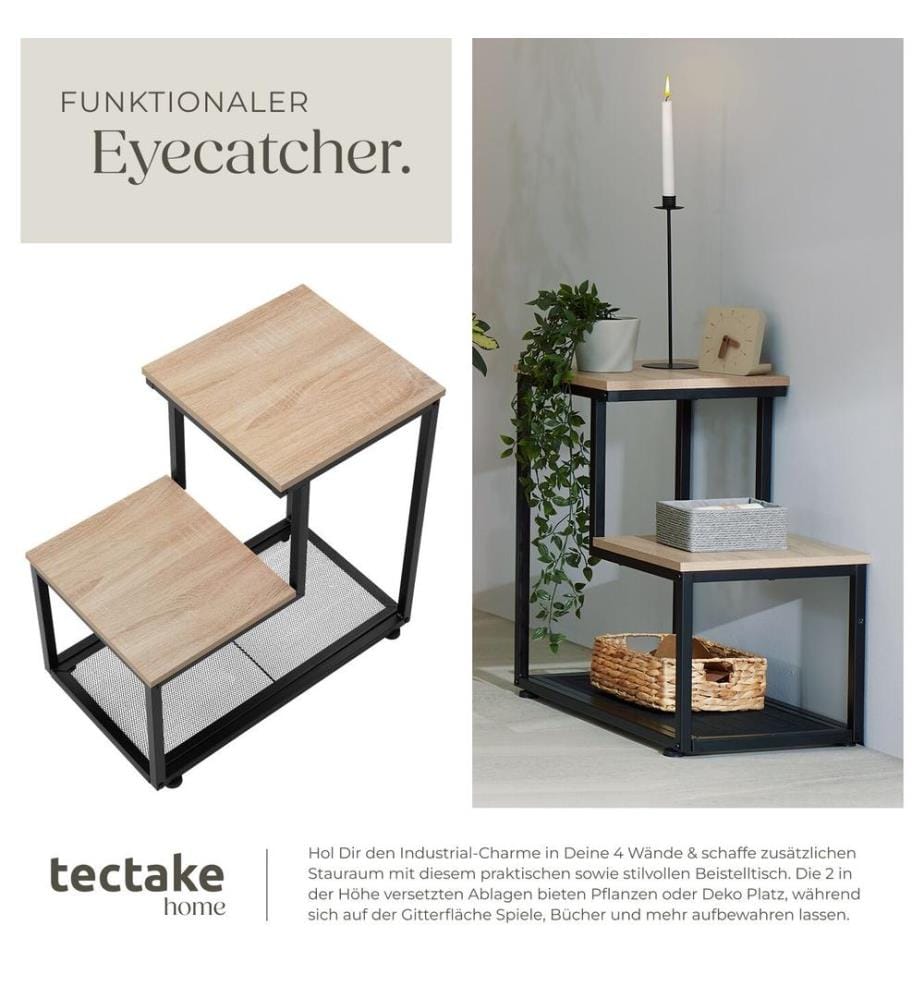 Beistelltisch Halifax 60,5x35,5x60,5 cm - Industrial Holz hell, Eiche Sonoma
